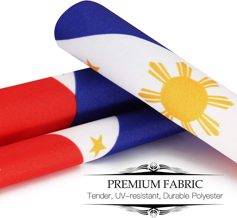 Anley Philippines Deluxe Desk Flag Set - 6 x 4 Inch Miniature Philippine Desktop Flag with 12" Solid Pole - Vivid Color and Fade Resistant - Black Base and Spear Top - Image 5